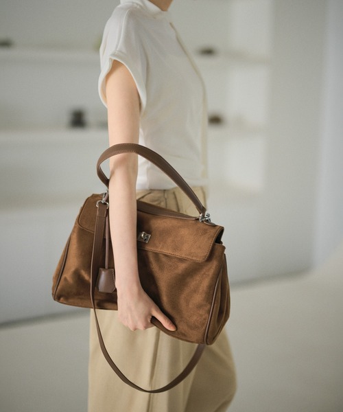ハンドバッグ 2way suede touch twist buckle bag /2wayスウェード調