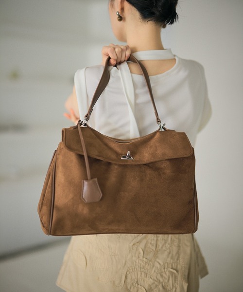 ハンドバッグ 2way suede touch twist buckle bag /2wayスウェード調