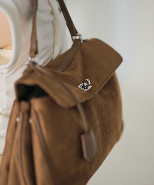 ハンドバッグ 2way suede touch twist buckle bag /2wayスウェード調