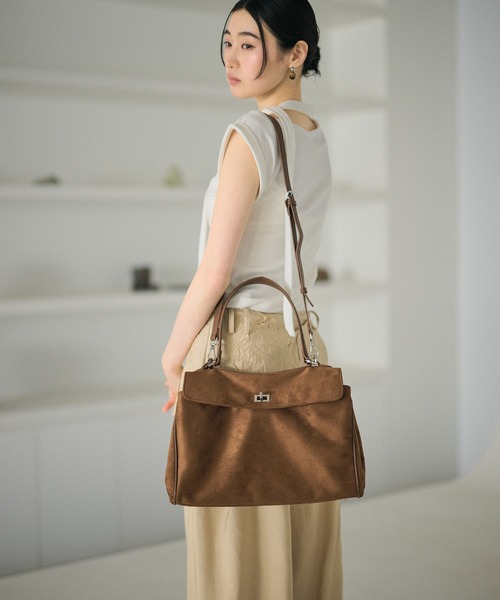 ハンドバッグ 2way suede touch twist buckle bag /2wayスウェード調