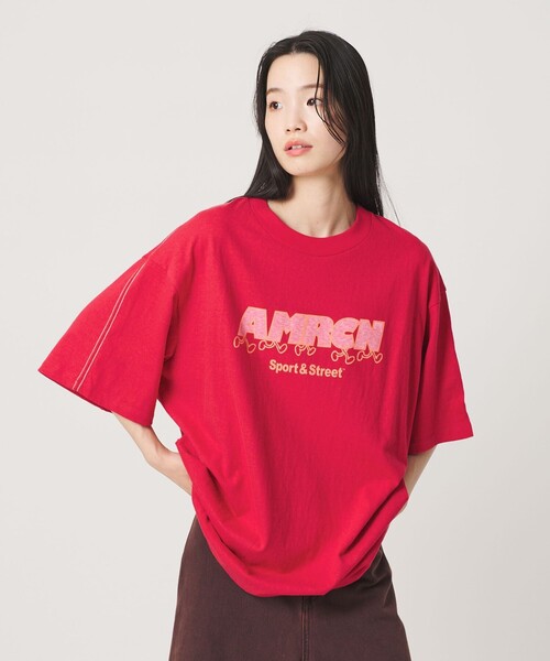 アメリカーナ（レディースTシャツ、カットソー）（色：レッド系