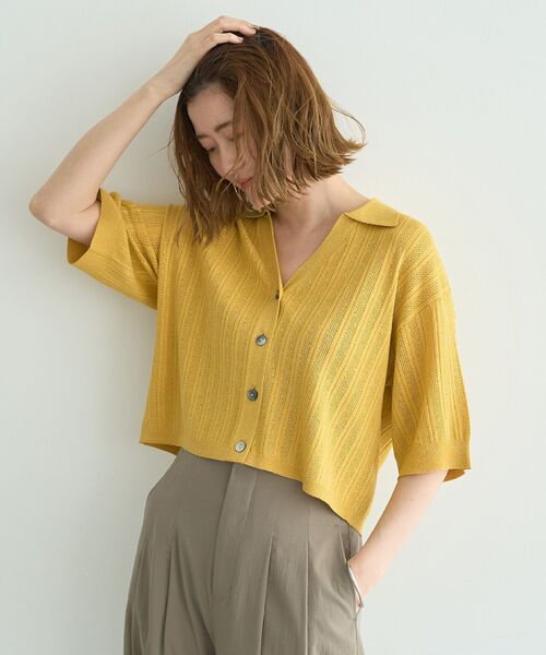 YECCA VECCA（イェッカヴェッカ） カーディガン ストライプメッシュ 