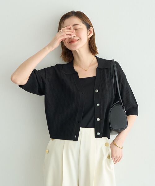YECCA VECCA（イェッカヴェッカ） カーディガン ストライプメッシュ 