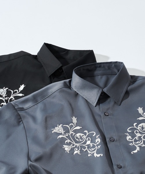「Adoon plain」 半袖シャツ MEDIUM チャコールグレー メンズ_画像2