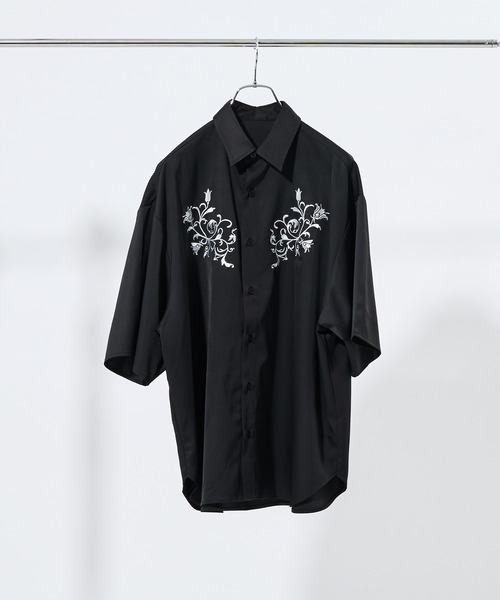 「Adoon plain」 半袖シャツ MEDIUM チャコールグレー メンズ_画像3
