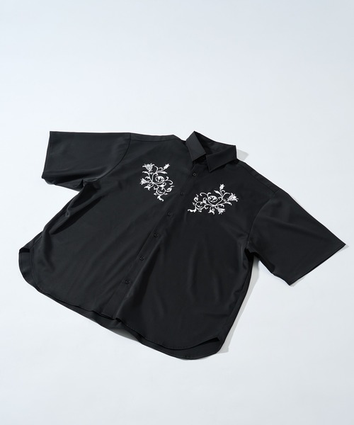 「Adoon plain」 半袖シャツ MEDIUM チャコールグレー メンズ_画像6