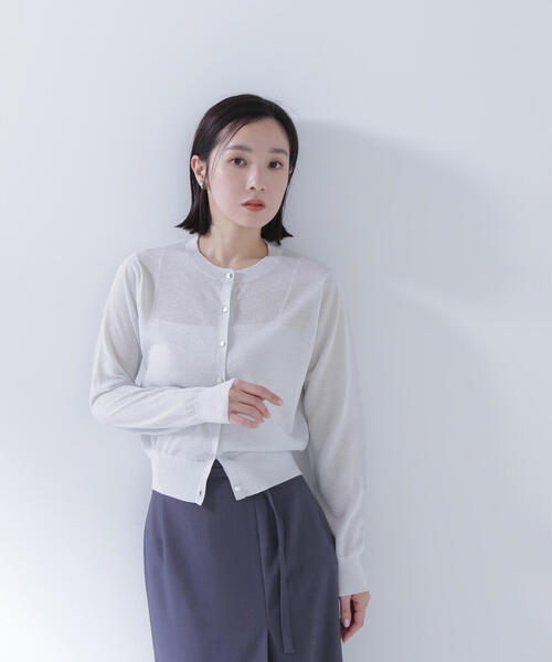「NATURAL BEAUTY BASIC」 カーディガン FREE チャコールグレー レディース_画像4