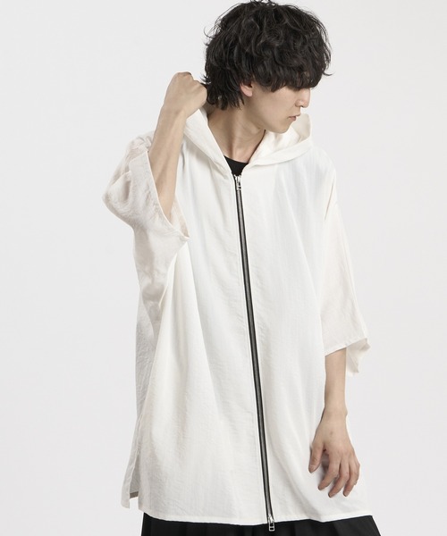 シャツ 「NO ID.」Linen Touch Hood Dolman Big Zip Shirt / リネン