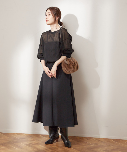 「journal standard L'essage」 フレアスカート 36 ネイビー レディース_画像3
