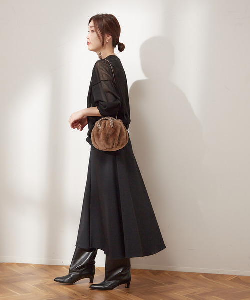 「journal standard L'essage」 フレアスカート 36 ネイビー レディース_画像4