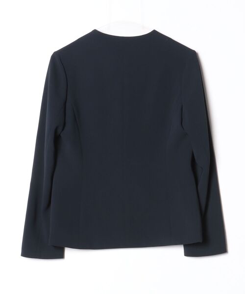 「Demi-Luxe BEAMS」 ノーカラージャケット 38 ネイビー レディース_画像2