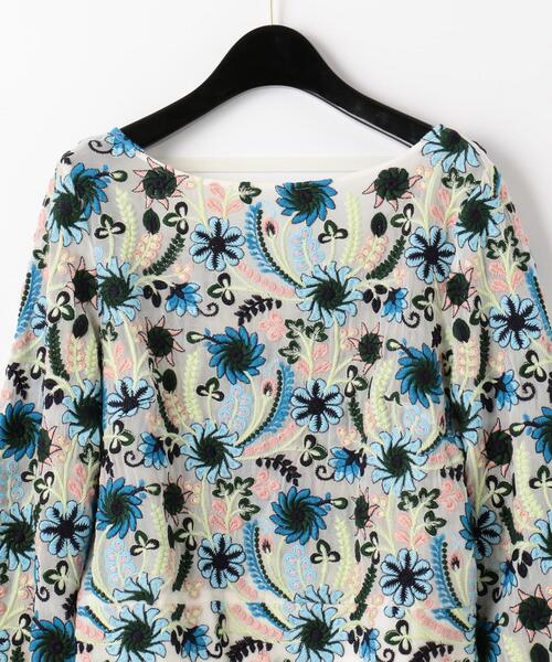 【グレースコンチネンタル】美品✨フラワー刺繍トップブラウス　シアー　華やか GRACE CONTINENTAL（シャツ/ブラウス(長袖/七分) ・ イエロー