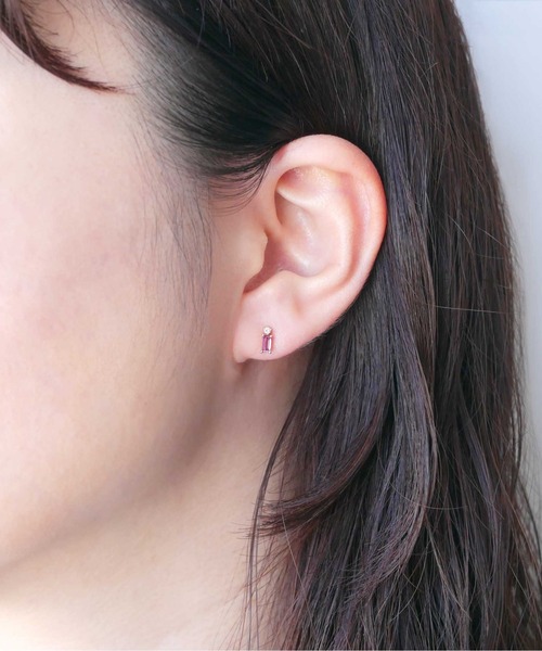 ピアス K10イエローゴールド　ガーネットピアス レディースの画像