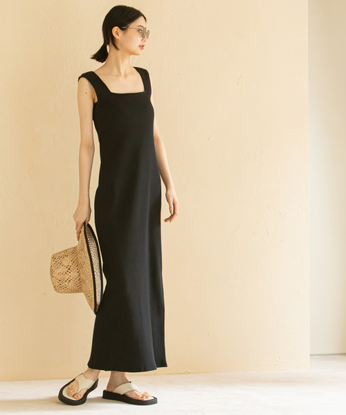 u by spick&span■スクエアネックリブワンピース U by SPICK&SPAN（ユーバイスピックアンドスパン）の「スクエア