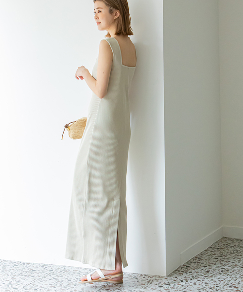 U by SPICK&SPAN ワンピース スクエアネックリブワンピース