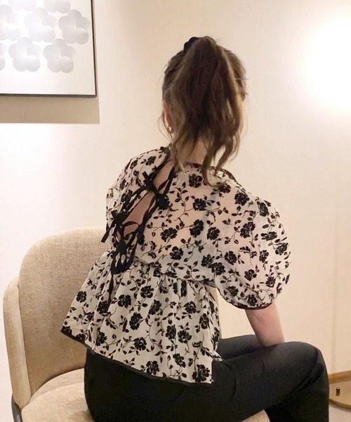廃盤 品 シャツ ブラウス Flower Tie Blouse フラワー柄タイブラウス ファッション レディースファッション 値段 激安 Www Sanantoniointernacional Com