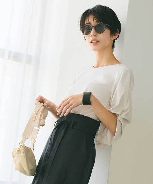 tシャツ ナノシアースムース 袖デザイン カットソー レディース