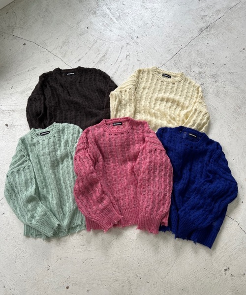 ニット セーター (CREOLME)ダメージシアーニット レディース ROSE BUD ニット セーター (CREOLME)ダメージシアーニット