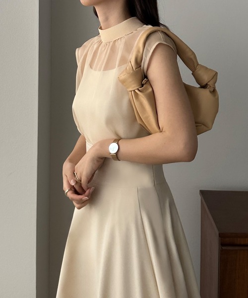 Louere ブラウス シャツ ノースリーブシアーブラウス レディース
