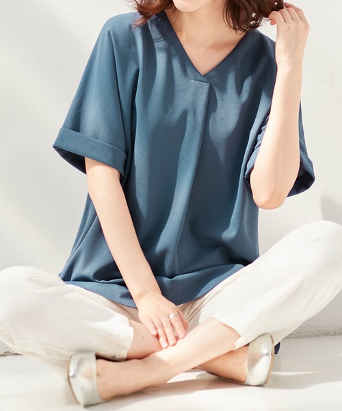 MORABITO レディースブラック Vネック 半袖シャツ　サイズ38（M） Amazon | [ブルーディー] Vネック 半袖 Tシャツ モノトーン