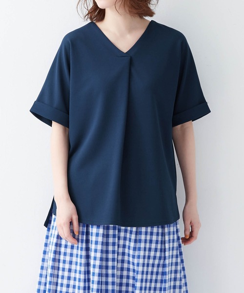 MORABITO レディースブラック Vネック 半袖シャツ　サイズ38（M） Viola e tシャツ すっきりVネックTシャツブラウス レディース