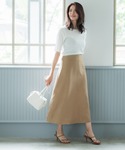 スカート リネンライクフレアスカート レディースの詳細画像1