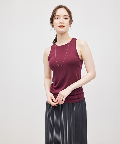 タンクトップ ノースリーブ コットンシルク丸胴フライスカップ付きアメスリタンクトップ レディース ROPE' タンクトップ ノースリーブ コットンシルク丸胴フライス
