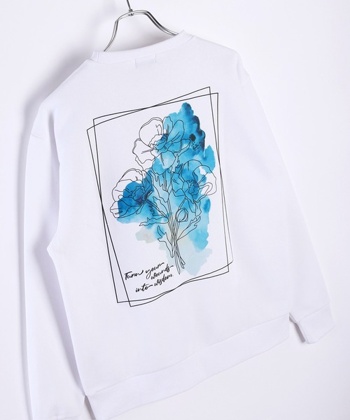 WESTSEA トレーナー スウェット バックプリント 水彩画タッチ 花