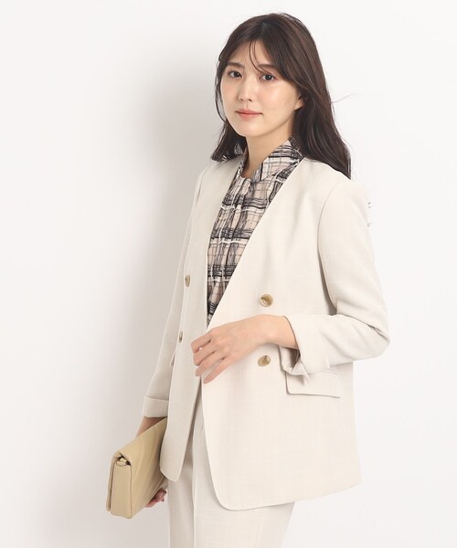 【クードシャンス】新品タグ付き ノーカラージャケット L ウール ハーフコート COUP DE CHANCE（クードシャンス） ジャケット ノーカラージャケット