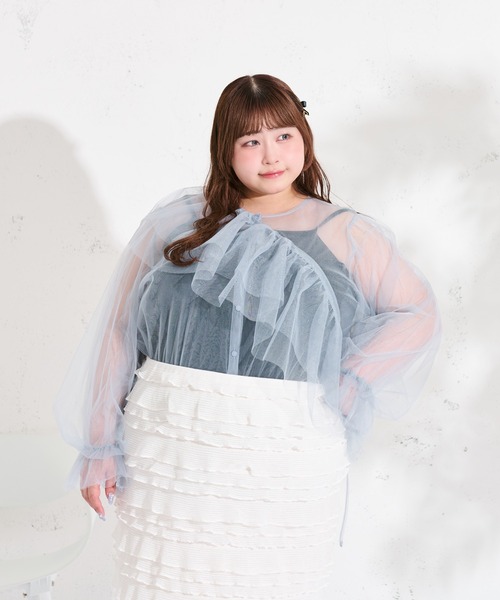 Louiosy ブラウス シャツ 「大きいサイズ」マルチウェイチュール