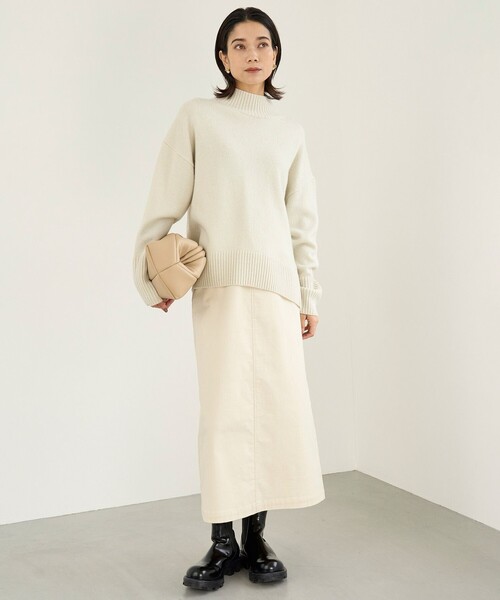 ニット セーター 「洗える」カシミヤブレンド ハイネック ラメニット レディース UNFILO ニット セーター 「洗える」カシミヤブレンド ハイネック