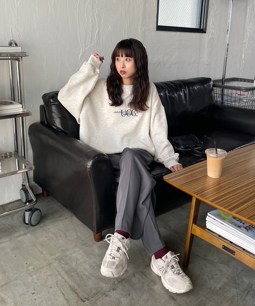 トレーナー スウェット 刺繍カラフルロゴスウェット レディース