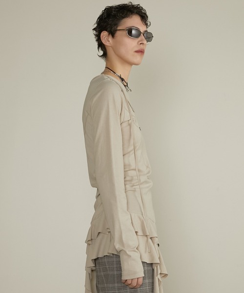 プランクプロジェクト　ラッフルヘムアシメトップ セール】2WAYシアートップ / 2Way Sheer Top（その他トップス