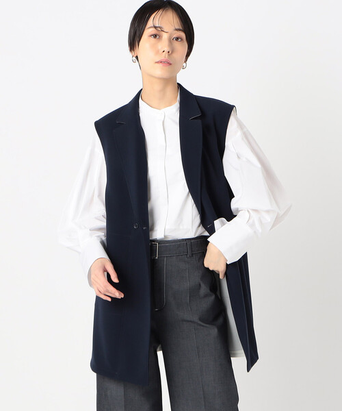 ベスト ジレ ポリエステル梨地ボンディング ジレ レディース