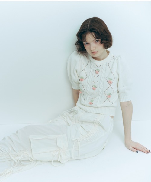 スカート チェリーニット レディース ハート刺繍ニットスカート｜JENNE(ジェンヌ)公式通販：パリ