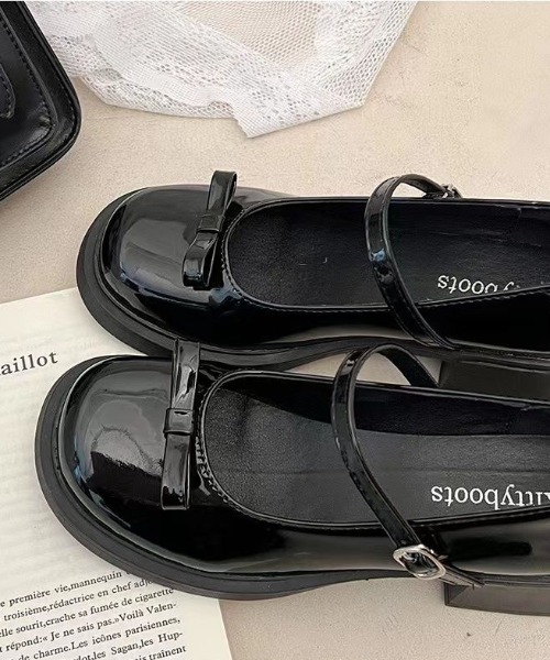 チャールズアンドキース メリージェーン ストラップ付きパンプス 厚底 リボン Shoes in Closet フォーマルシューズ 軽量厚底 ヒールアップ