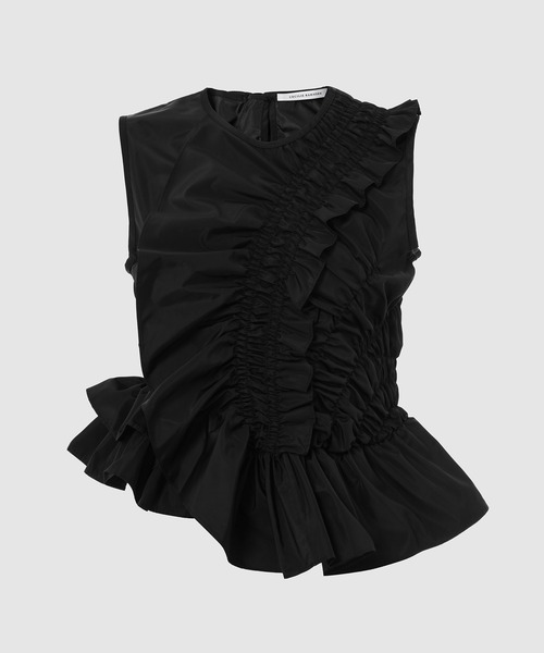 ブラウス シャツ SLEEVELESS SMOCK TOP WITH ASYMMETRICAL RUFFLES レディース