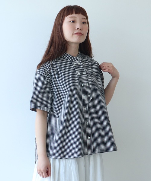bulle de savon ブラウス シャツ オックス コック半袖ブラウス
