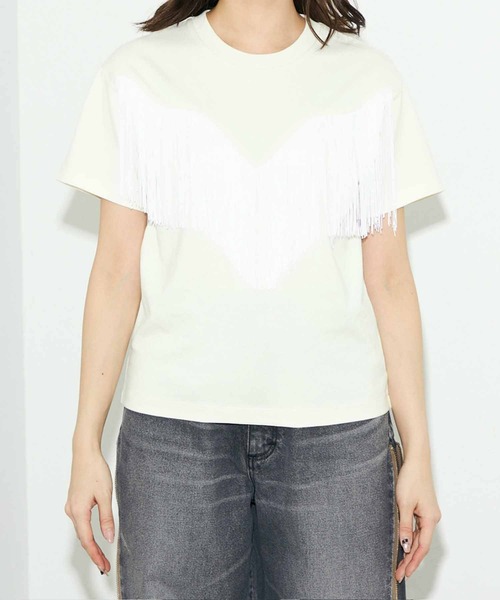 tシャツ Wrangler/ラングラー フリンジTシャツ /カジュアルTシャツ/半袖Tシャツ/半袖トップス レディース