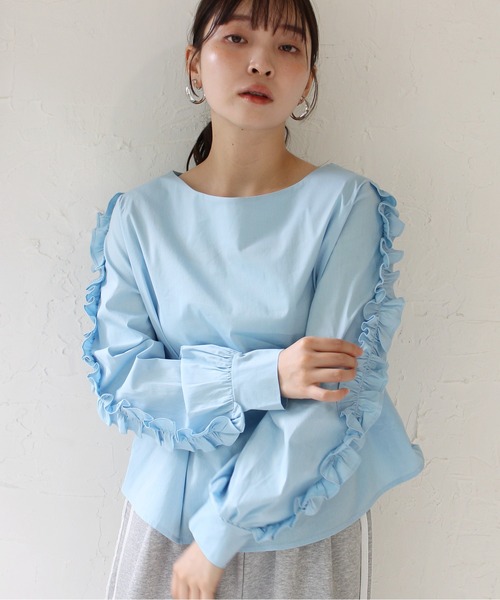 StyleSea（スタイルシー） ブラウス シャツ 袖フリルストレッチ