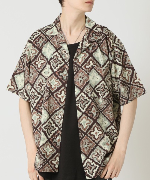 Mr.Sharaku 珍品　麻雀柄シャツ 麻雀牌 総柄 ライト半袖シャツ WHITE［SALE］ - NOISEANDKISSES