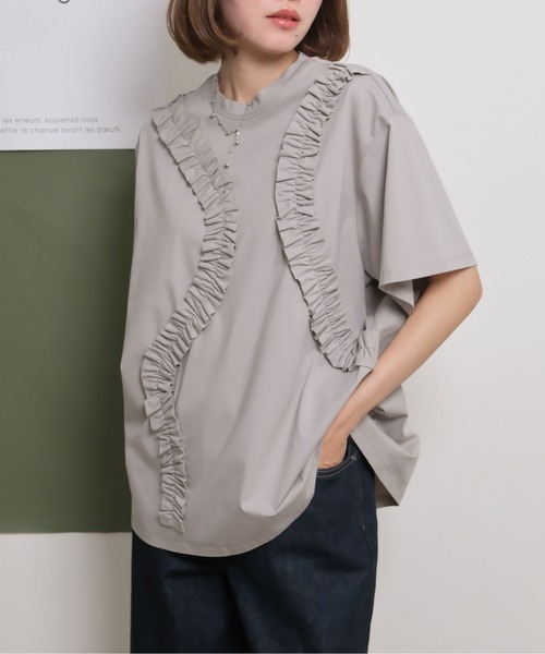tシャツ スネークフリル半袖Tシャツ レディース