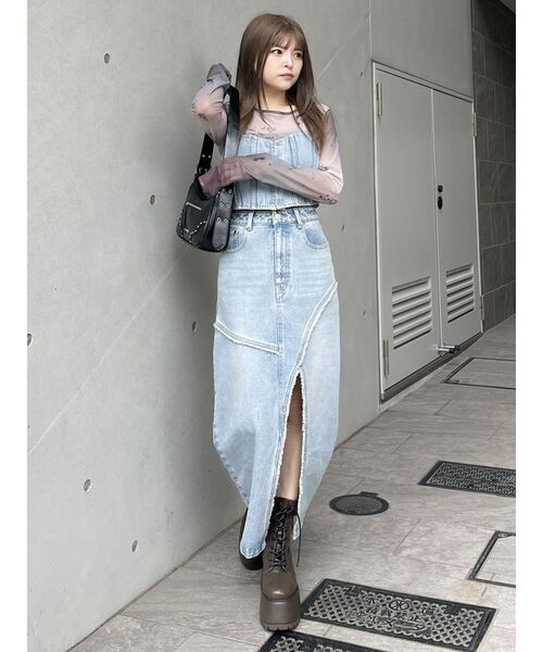 【MURUA】 ⭐️新品未使用⭐️デニム ロングスカート MURUA デニムスカート デニムフロントオープンロングスカート