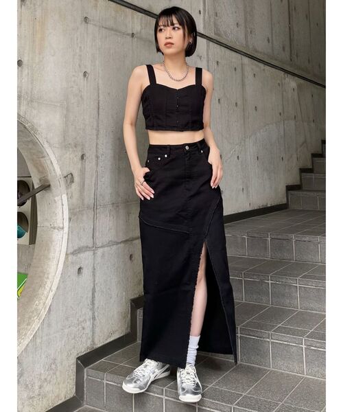【MURUA】 ⭐️新品未使用⭐️デニム ロングスカート MURUA デニムスカート デニムフロントオープンロングスカート