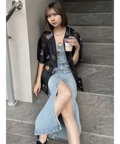 MURUA デニムスカート デニムフロントオープンロングスカート