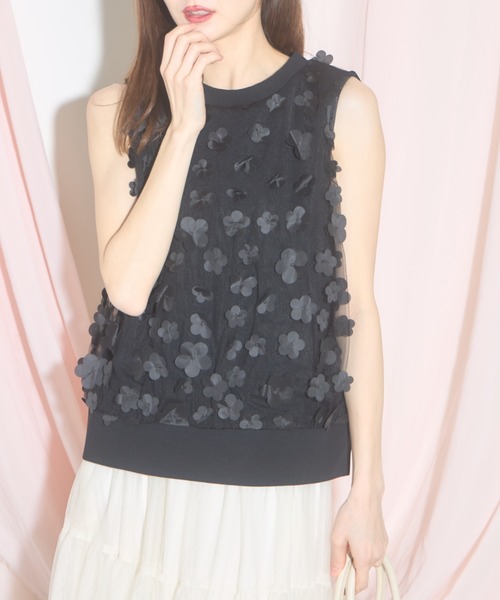 tocco closet tシャツ 「ZOZO限定」3Dフラワーモチーフチュール