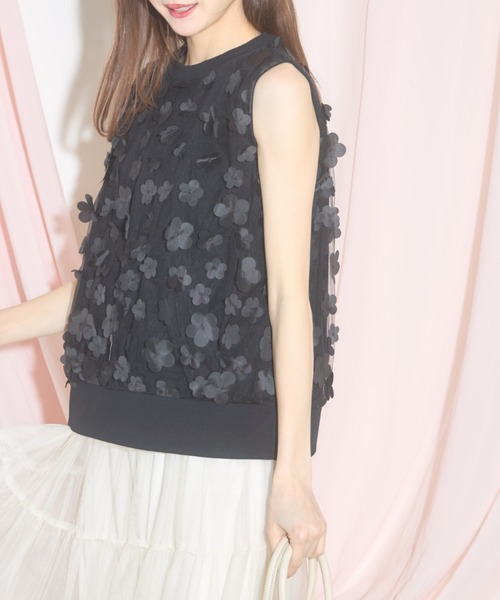 tocco closet tシャツ 「ZOZO限定」3Dフラワーモチーフチュール