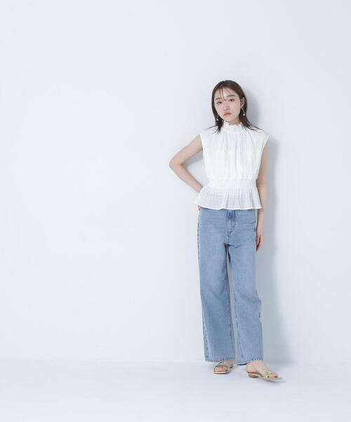 ブラウス シャツ シャーリングフリルネックブラウス レディース NATURAL BEAUTY BASIC ブラウス シャツ シャーリングフリル