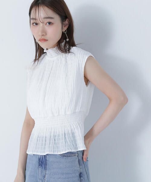ブラウス シャツ シャーリングフリルネックブラウス レディース NATURAL BEAUTY BASIC ブラウス シャツ シャーリングフリル