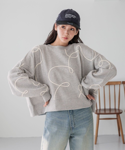 「LOWRYS FARM」 スウェットカットソー SHORT グレー レディース